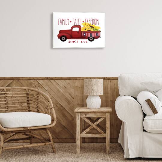 Stupell Industries Family Faith Freedom Americana Floral Country Truck Wall Plaque Art